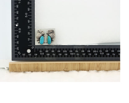 Navajo Earrings Sterling Silver Natural Turquoise Vintage Authentic