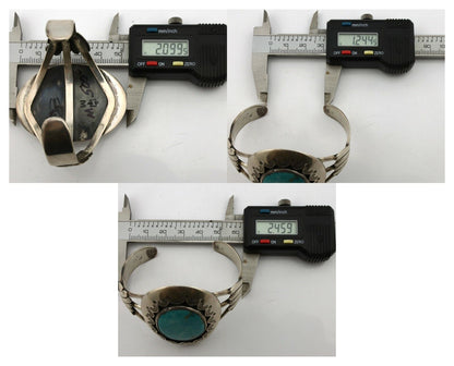 Navajo Shadow Box Bracelet .925 Silver Blue Turquoise Artist Signed M Montoya 80