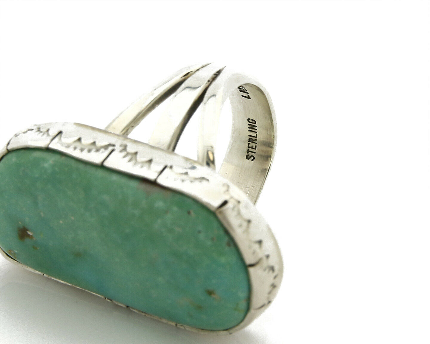 Navajo Signed L. Bennette .925 SOLID Silver Natural Turquoise Ring