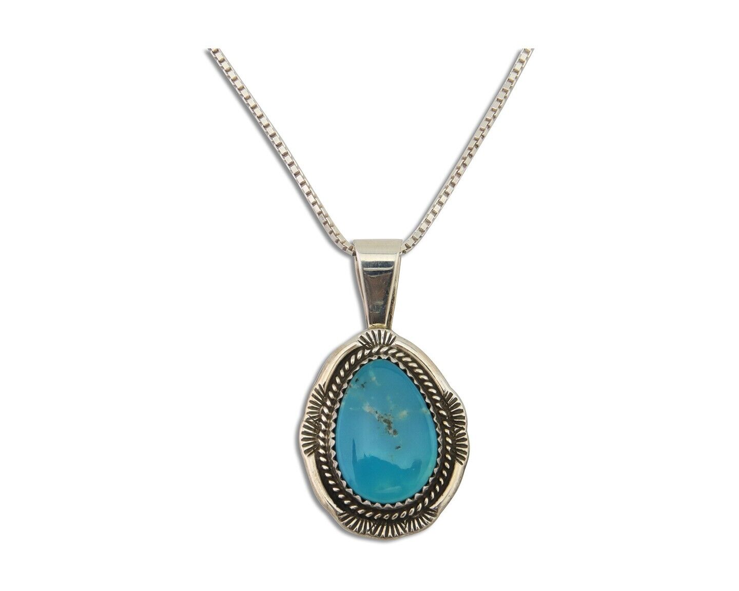 Navajo Necklace 925 Silver Natural Turquoise Artist Signed Mike Begay C.80's