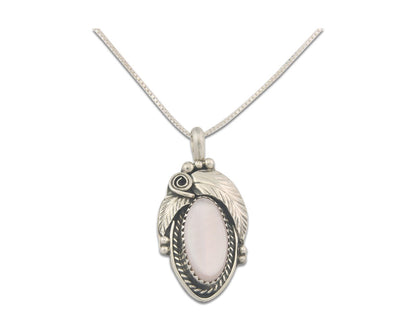 Navajo Sterling Silver Necklace Pink Muscle Authentic Vintage Sign Justin Morris