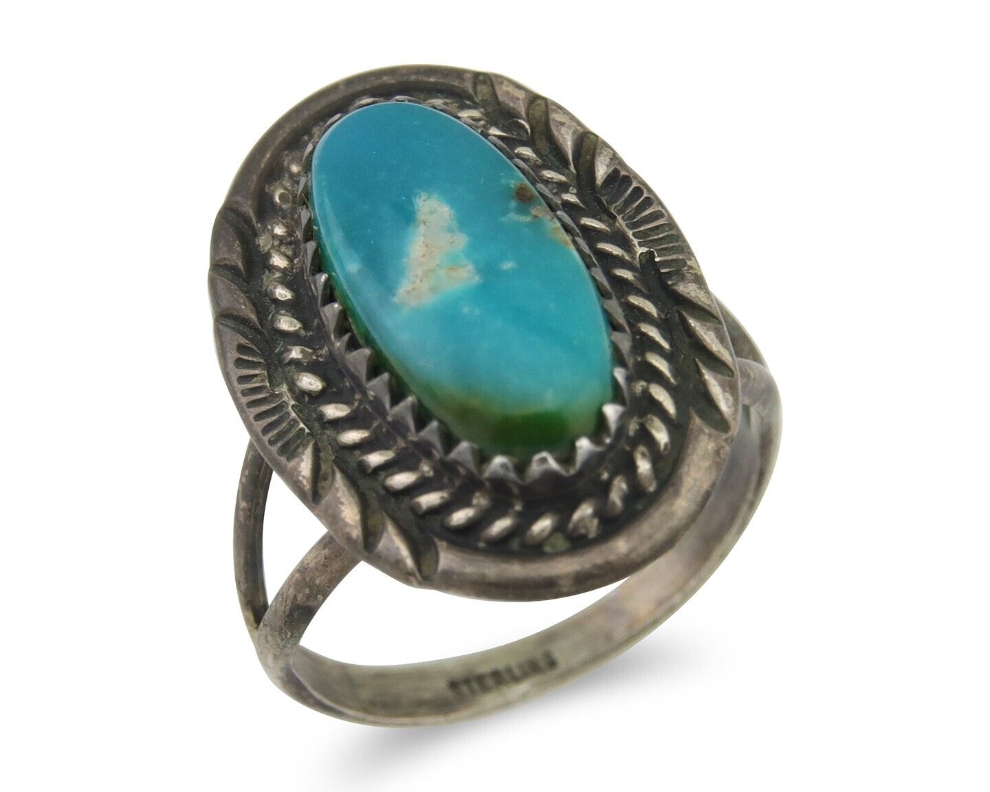Navajo Handmade Ring 925 Silver Natural Turquoise Native Artist C.80's