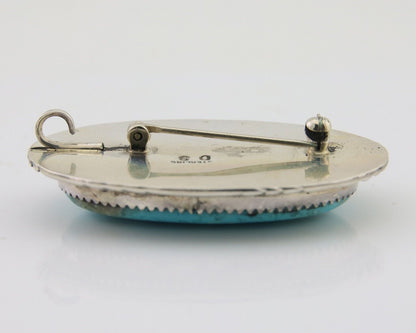 Navajo Pin Pendant 925 Silver Natural Blue Turquoise Artist signed DS C.80's