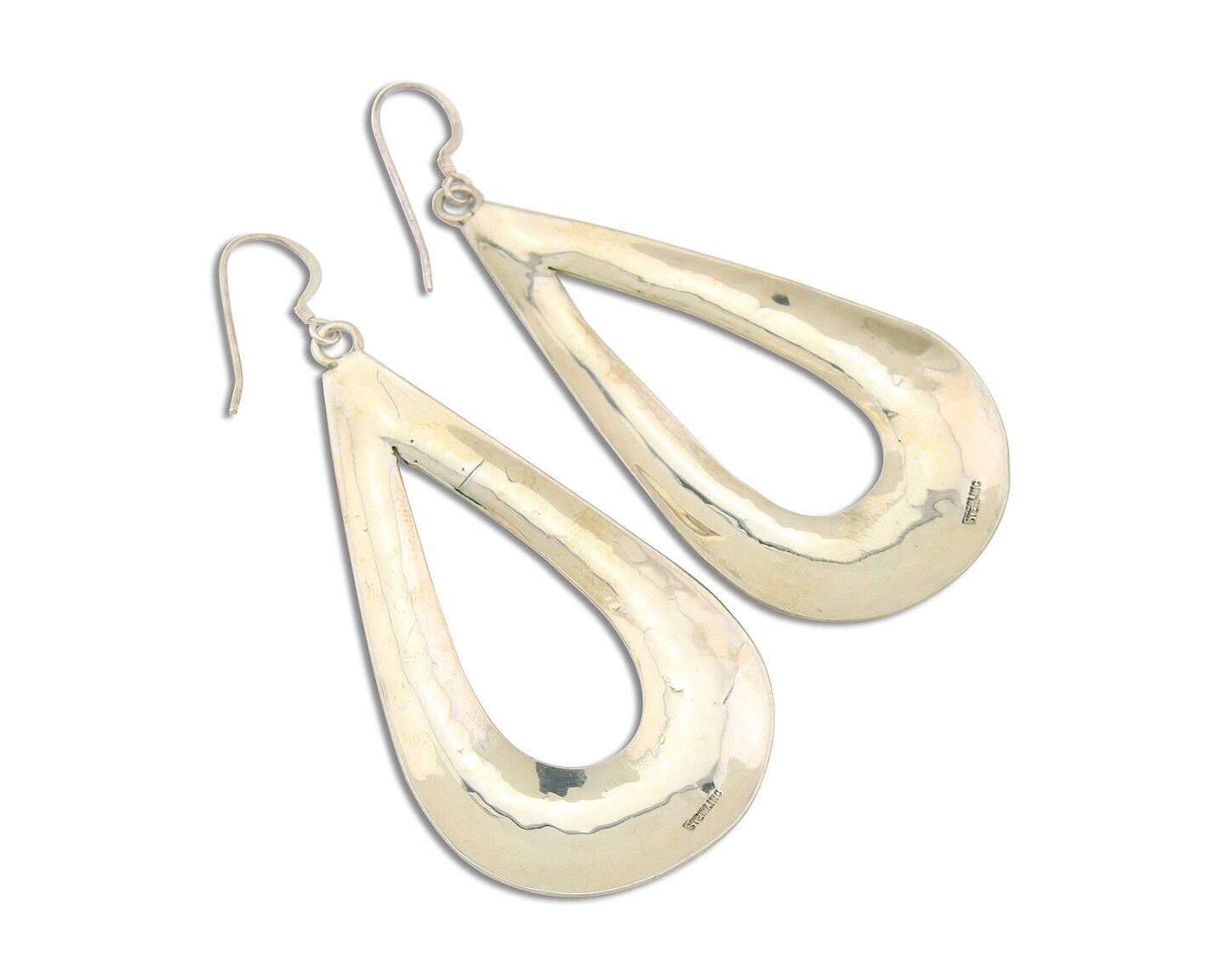 Navajo Dangle Earrings 925 Silver Hand Stamped Native American Artist C.80's