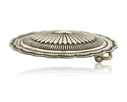 Navajo Belt Buckle 925 Sterling Silver Concho Signed R Martinez 1.5x2.5 in C.80s