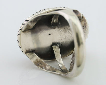 Navajo Ring 925 Silver Turquoise Native American Artist Size 7.75 C.80's