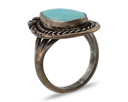 Navajo Ring 925 Silver Blue Turquoise Native American Artist C.80's