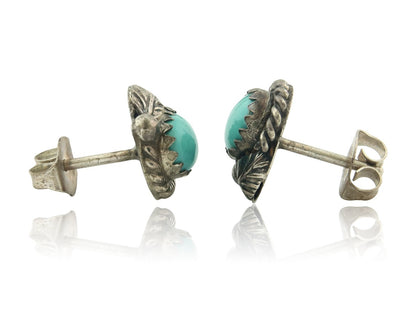 Navajo Earrings Sterling Silver Turquoise Vintage Stud Handmade