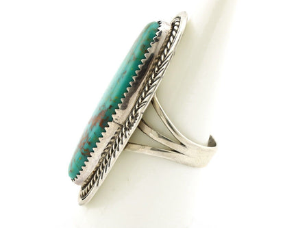 Navajo Ring 925 Silver Natural Mined Turquoise Artist Signed TALHAT C.80's