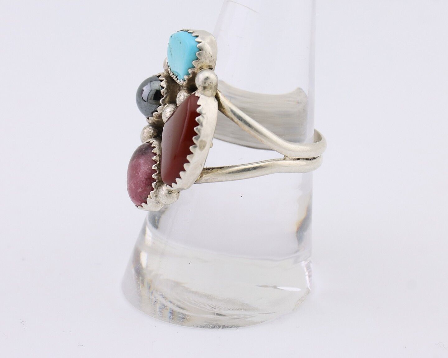 Navajo Ring 925 Silver Natural Gemstone Artist Dorothy Yazzie Size 9.0 C.80's
