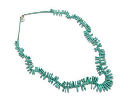 Vintage Bead Necklace 925 Silver Natural Blue Turquoise Handmade Santo Domingo