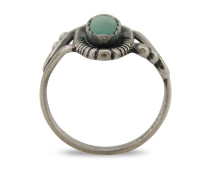 Navajo Ring 925 Silver Natural Turquoise Signed Kachina Signed 6.0