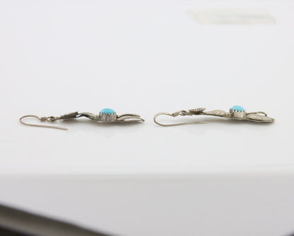 Navajo Dangle Earrings 925 Silver Natural Turquoise Native Artist C.80's