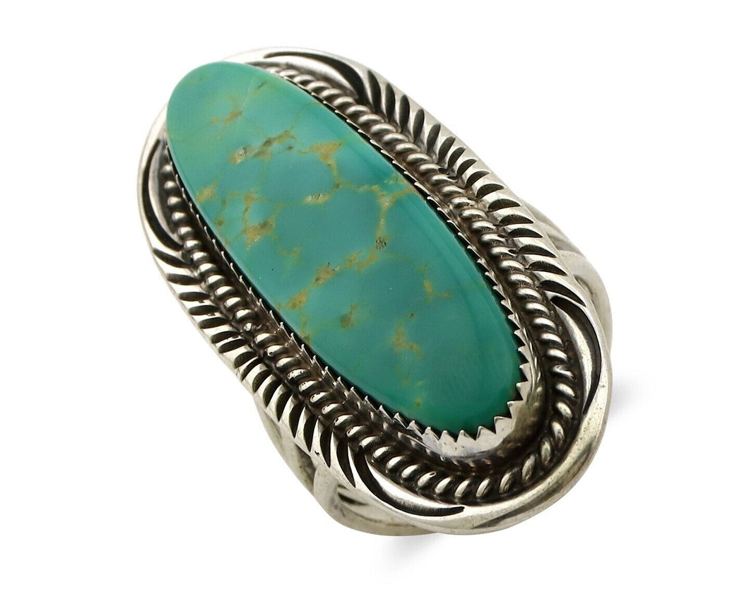 Navajo Ring 925 Silver Natural Mined Turquoise Artist Signed USA C.80s