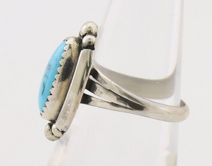 Navajo Ring 925 Silver Sleeping Beauty Turquoise Artist Signed SC C.80's