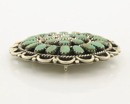 Navajo Pin Pendant Sterling Silver Handmade Vintage Turquoise Signed LMB