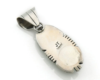 Navajo Pendant 925 Sterling Silver Natural Turquoise Vintage Artist Signed JT