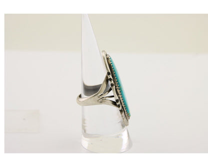 Navajo Hand Stamped Ring 925 Silver Turquoise Native Artist Begay C.80's