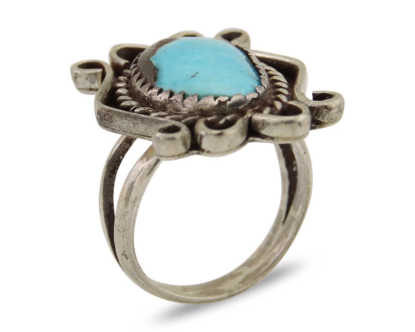 Navajo Handmade Ring 925 Silver Natural Arizona Turquoise Artist C.80's