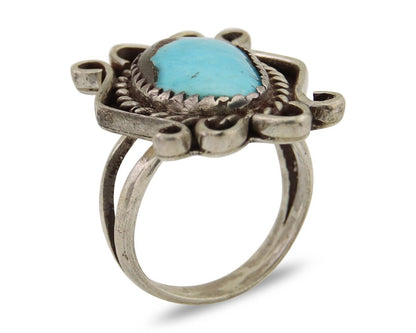 Navajo Handmade Ring 925 Silver Natural Arizona Turquoise Artist C.80's