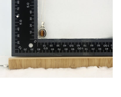 Navajo Sterling Silver Necklace Authentic Tiger Eye Sapphire Vintage Handmade