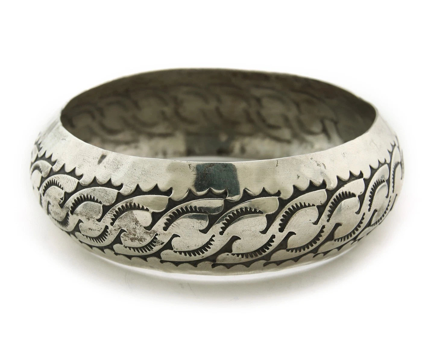 Navajo Bangle Bracelet Sterling Silver Vintage Handmade Hand Stamped