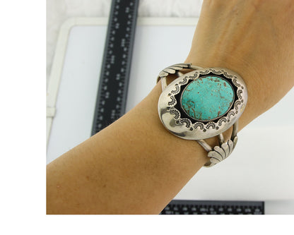 Vintage Navajo Bracelet 925 Silver Turquoise Handmade Authentic Signed M Montoya