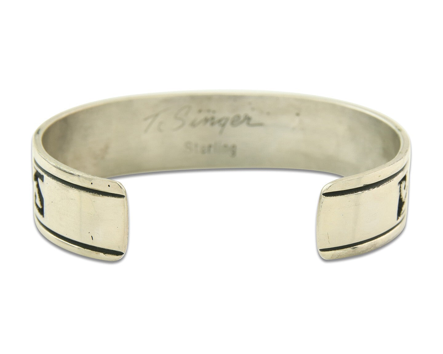 Mens's Navajo Bracelet 925 Silver Artist Signed Thomas Singer Cuff Made 1980's