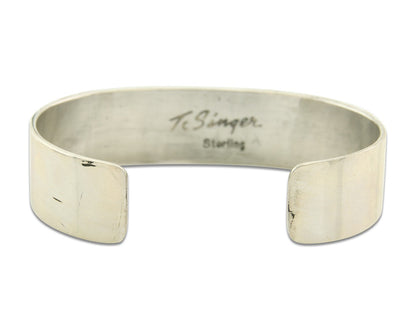 Navajo Bracelet Gold & 925 Silver Handmade 16 mm Wide Signed Thomas Singer C80s