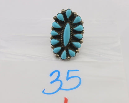 Navajo Ring 925 Silver Natural Blue Turquoise Native Artist Signed CL C.80's