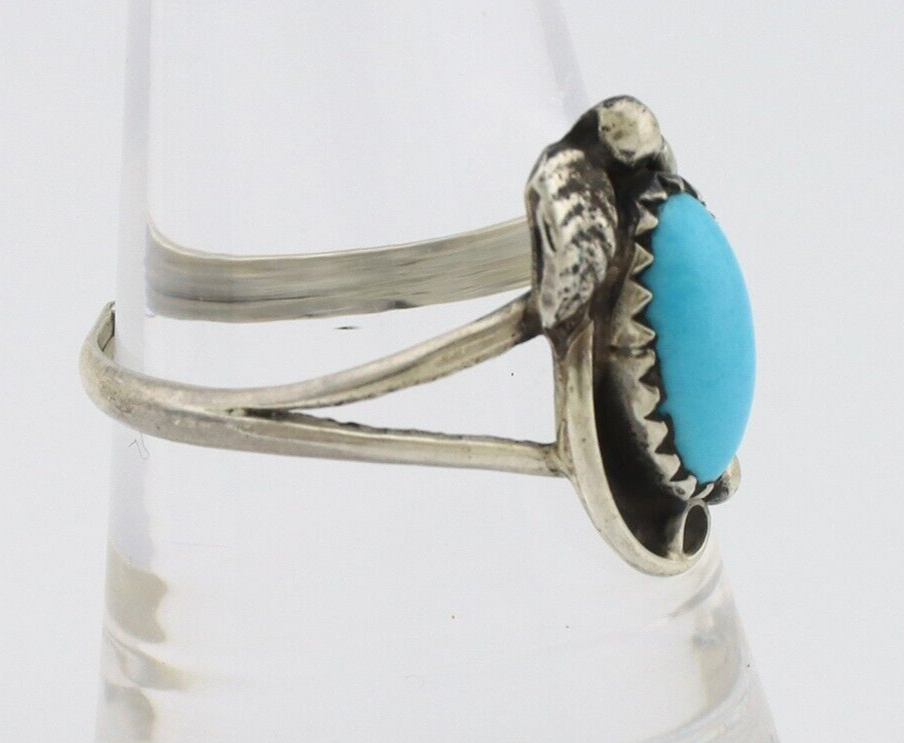 Navajo Ring 925 Silver Sleeping Beauty Turquoise Signed SkyStone Creations C80s