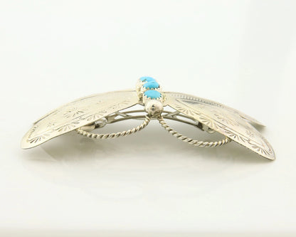 Navajo Barrette Sterling Silver Gemstones Hand Stamped Vintage Signed T Yazzie
