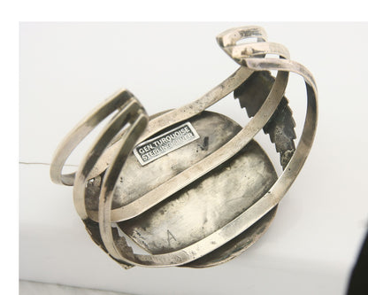 Men Navajo Bracelet 925 Silver Coral & Turquoise Native American Artist C.80's