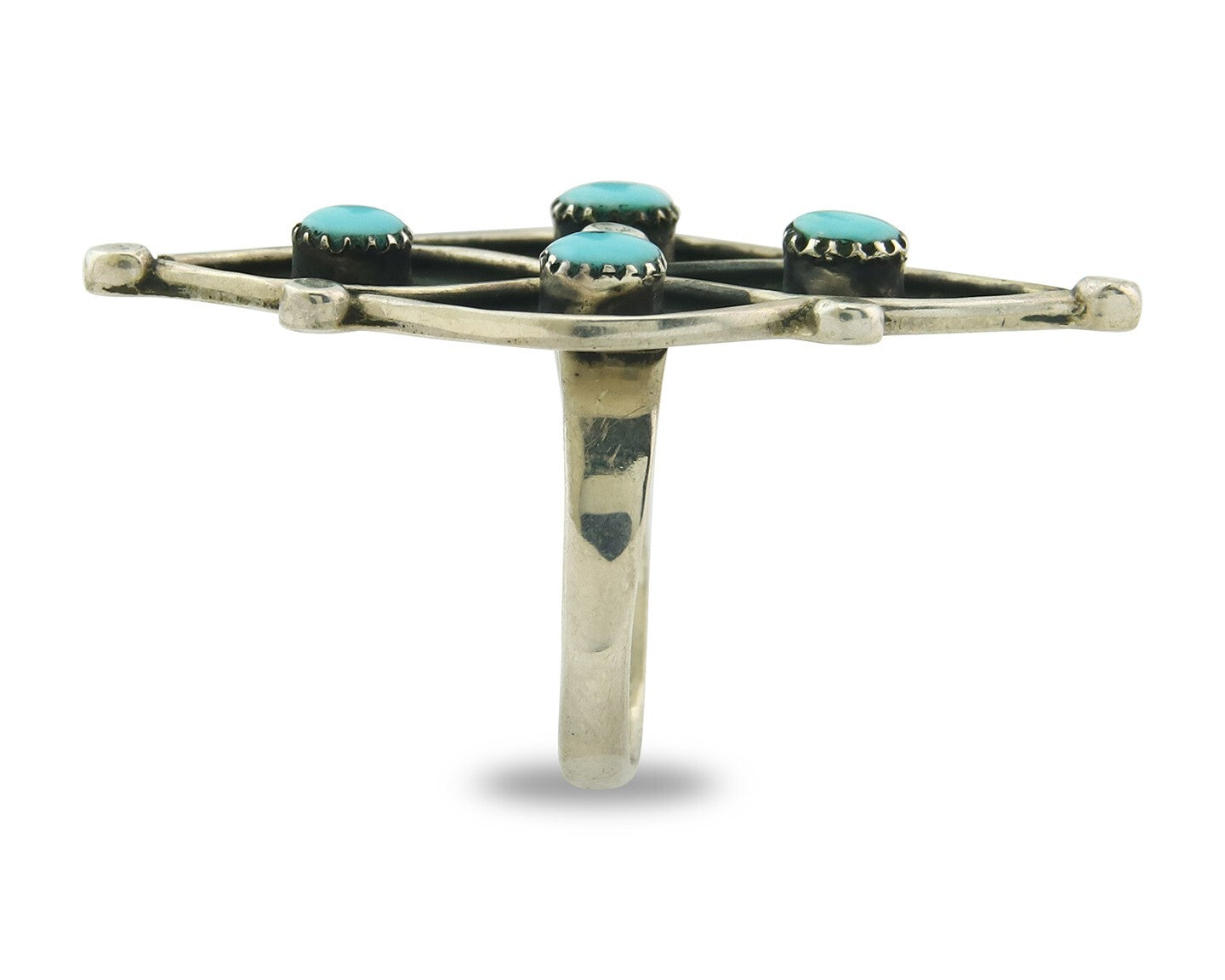 Vintage Zuni Ring 925 Sterling Authentic Natural Turquoise Native Artist Sz 6.75