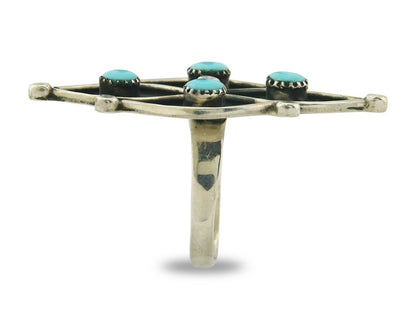 Vintage Zuni Ring 925 Sterling Authentic Natural Turquoise Native Artist Sz 6.75