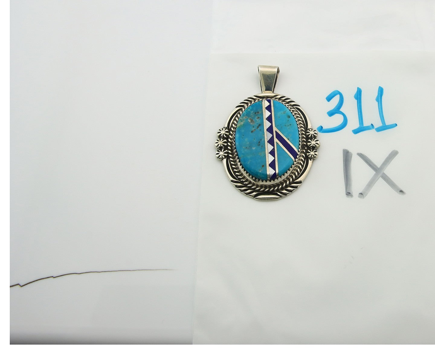 Navajo Pendant Sterling Silver Natural Gemstone Vintage Authentic Signed M Begay