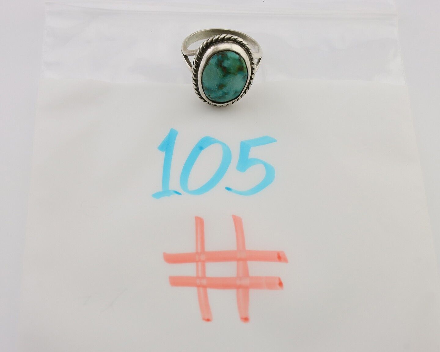 Navajo Ring 925 Silver Natural Blue Turquoise Native American Artist C.80's