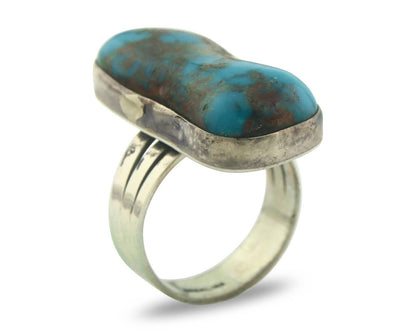 Navajo Ring 925 Sterling Blue Nevada Turquoise Native Artist C.80's