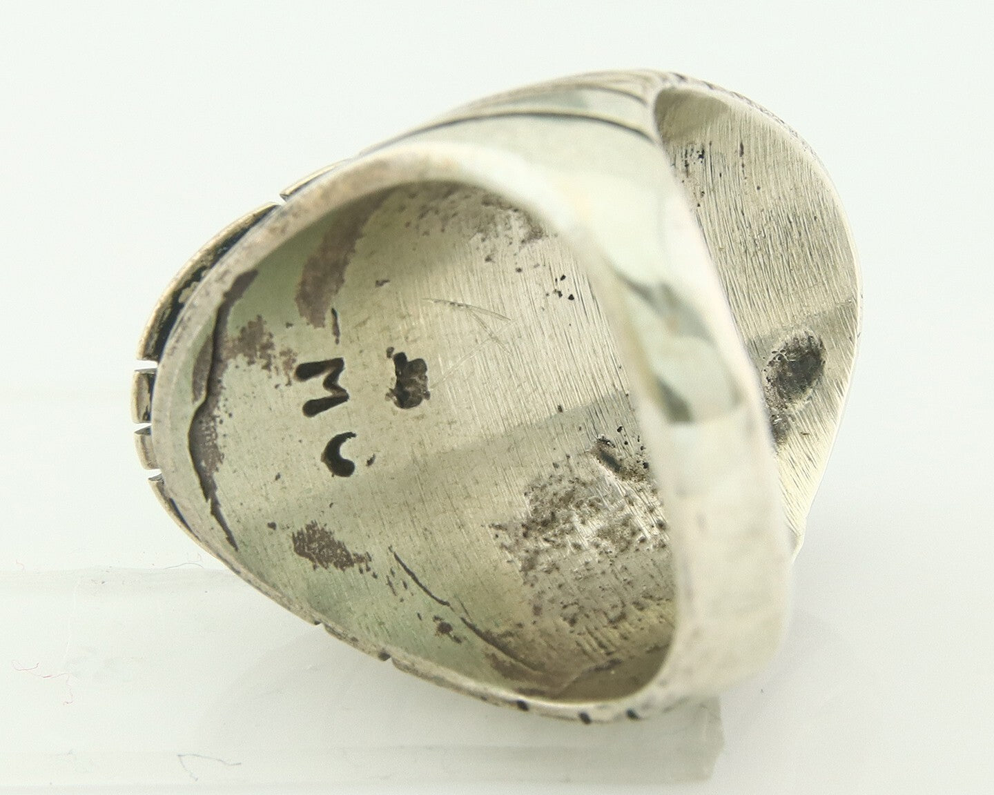 Vintage Zuni Ring 925 Sterling Authentic Natural Gemstone Signed MC Size 8.75