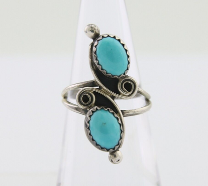 Navajo Ring 925 Silver Kingman Turquoise Native American Artist C.80's