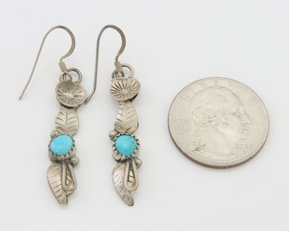 Navajo Dangle Earrings 925 Silver Natural Turquoise Native Artist C.80's
