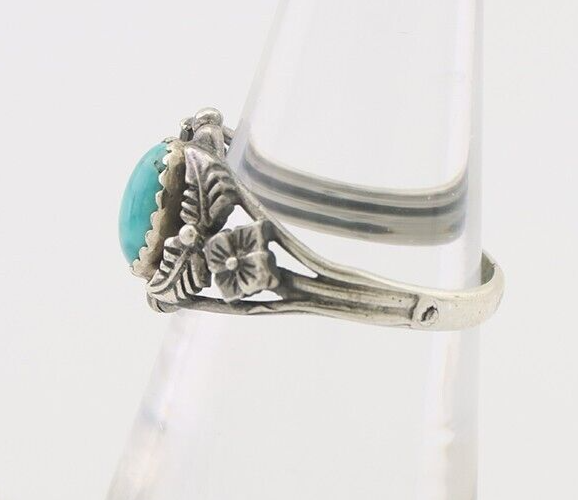 Navajo Ring 925 Silver Natural Blue Turquoise Native American Artist C.80's