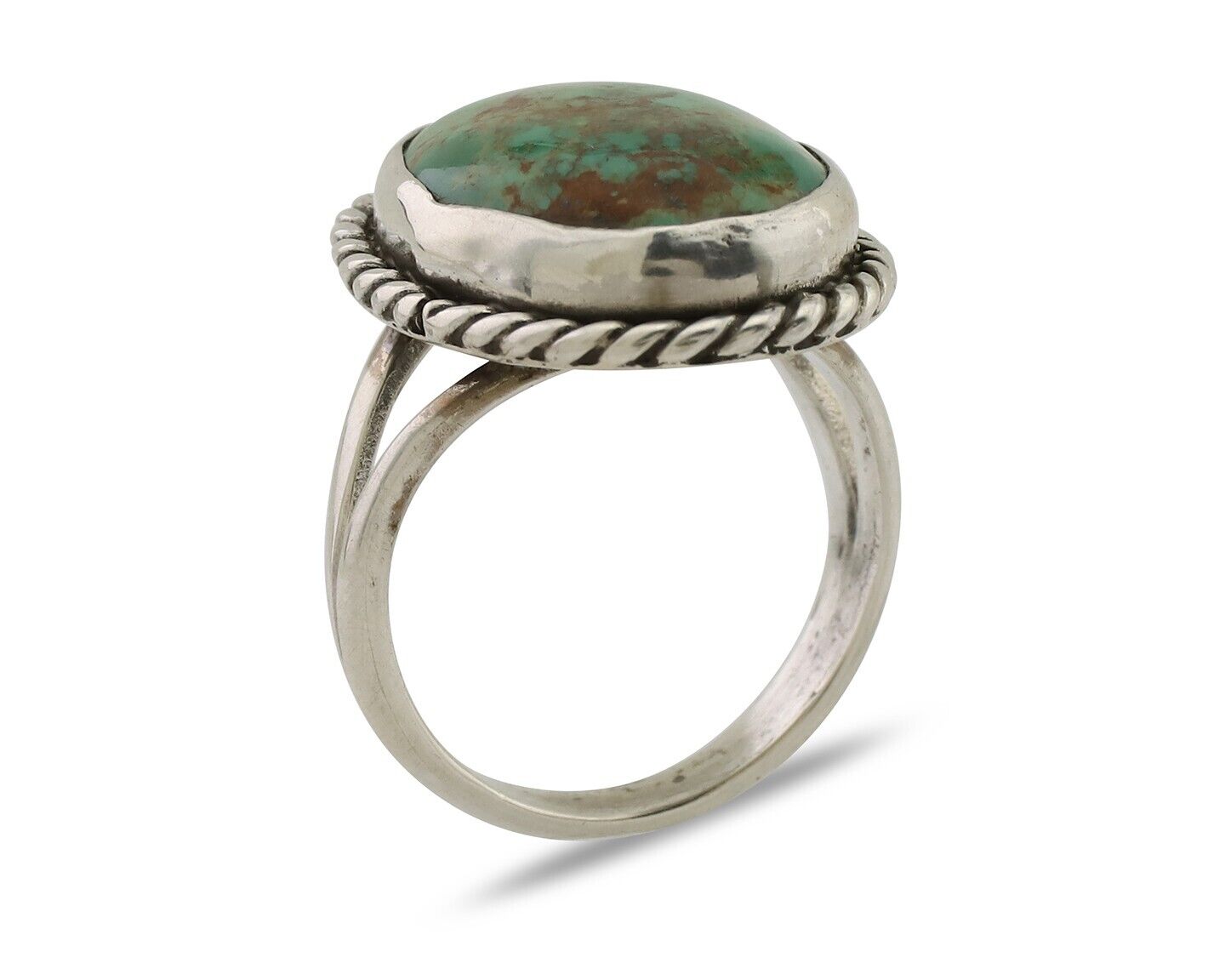 Navajo Ring 925 Silver Kingman Turquoise Native American Artist C.80's