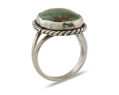 Navajo Ring 925 Silver Kingman Turquoise Native American Artist C.80's