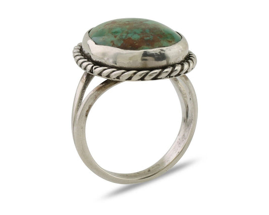 Navajo Ring 925 Silver Kingman Turquoise Native American Artist C.80's