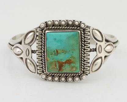 Navajo Cuff Bracelet 925 Silver Royston Turquoise Native American Artist C.80's