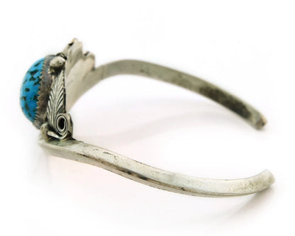 Navajo Cuff Bracelet Sterling Silver Turquoise Handmade Vintage Signed JM