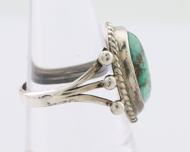 Navajo Ring 925 Silver Natural Blue Turquoise Artist Signed MC C.80's