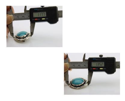 Navajo Pin 925 Silver Natural Mined Turquoise Artist Signed C Montoya C.80's