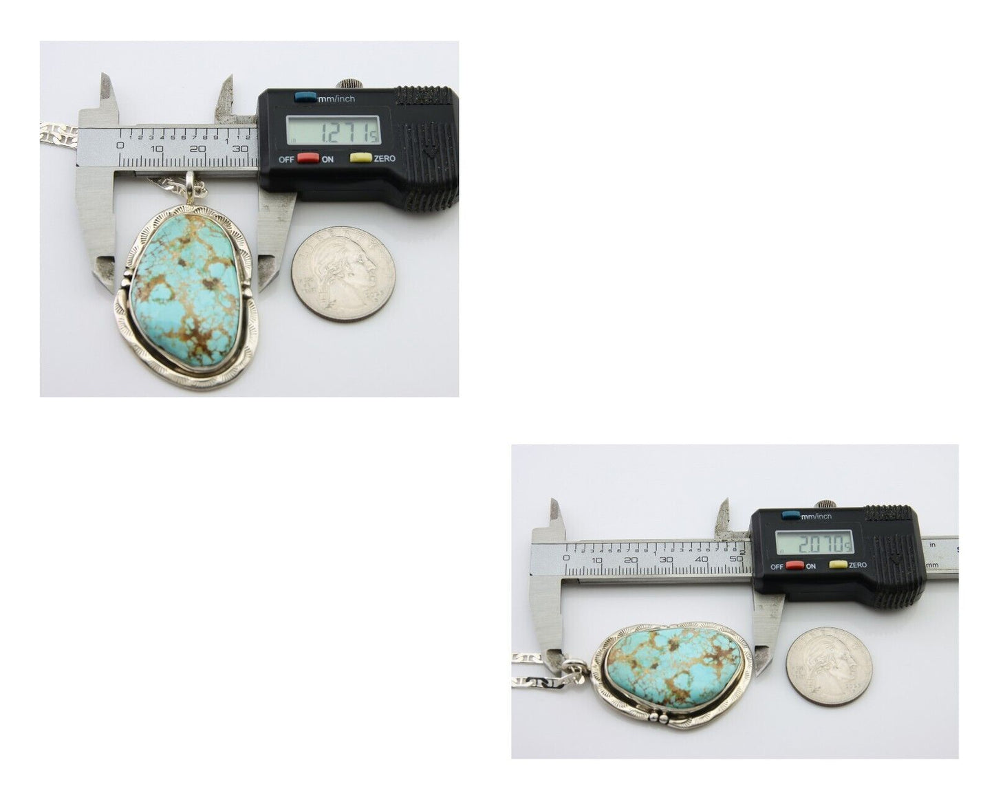 Navajo Necklace 925 Silver Blue Turquoise Artist Signed Fred Guerro C.80's